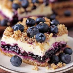 Blueberry Crisp Cheesecake Bars