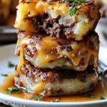 Cheesy Beef Stuffed Potato Cakes