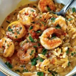 Shrimp Orzo In Lemon Garlic Sauce