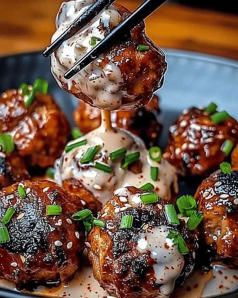 Korean BBQ Meatballs with Spicy Mayo Dip: Easy and Flavorful Delight