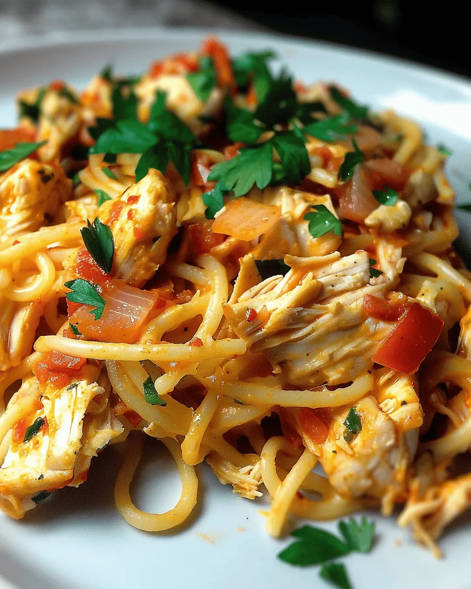Easy Spicy Southern Chicken Spaghetti with Turkey Bacon Delight