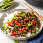 Asian-Inspired Ground Beef & Pepper Rice Bowls