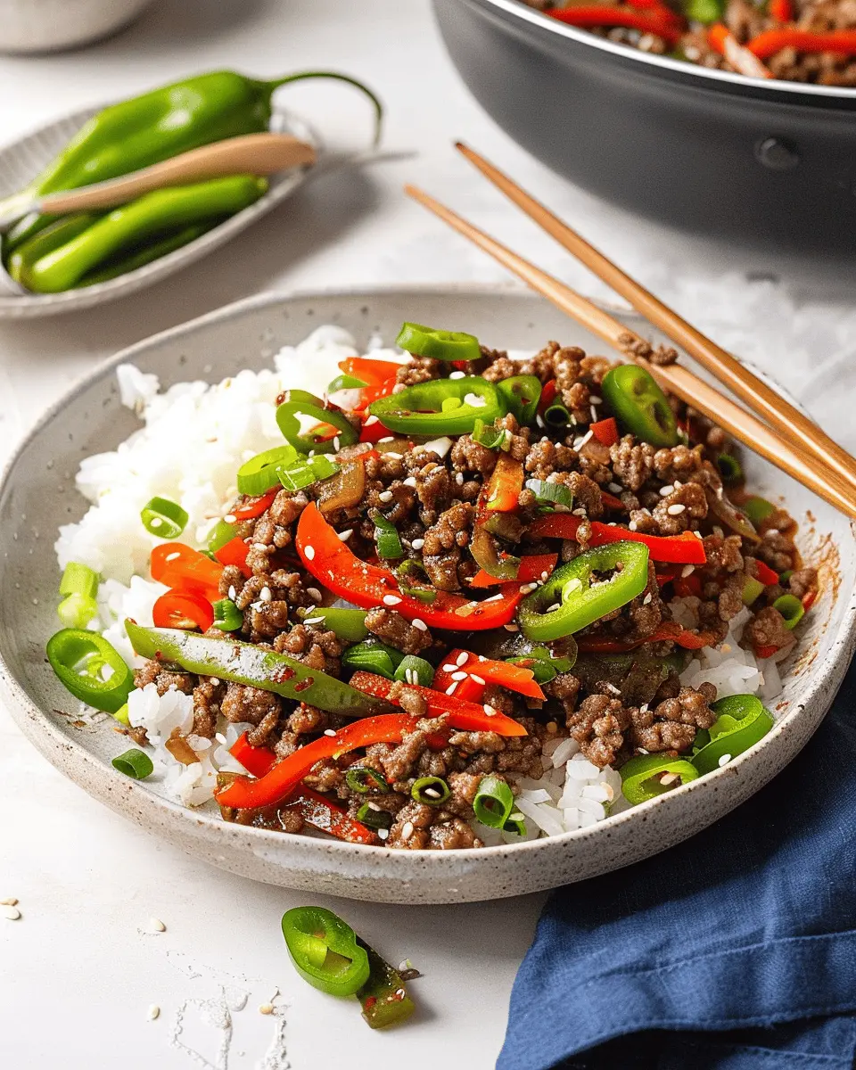 Asian-Inspired Ground Beef: Easy Pepper Rice Bowl Delight