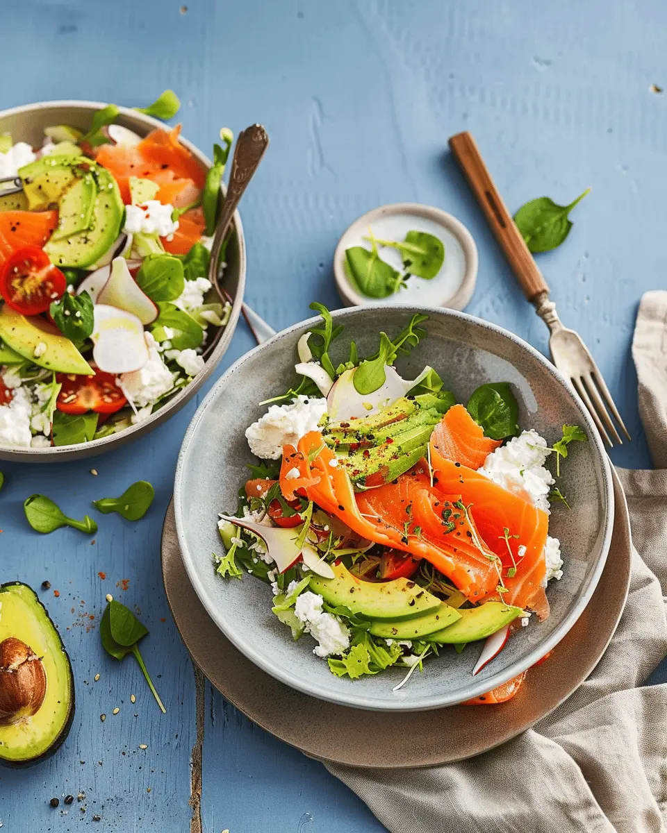Avocado Salad with Cottage Cheese and Smoked Salmon: A Fresh Delight