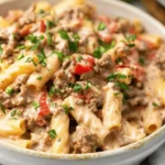 Creamy Rotel Pasta with Ground Beef