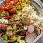 Grilled Chicken Summer Rice Bowls.