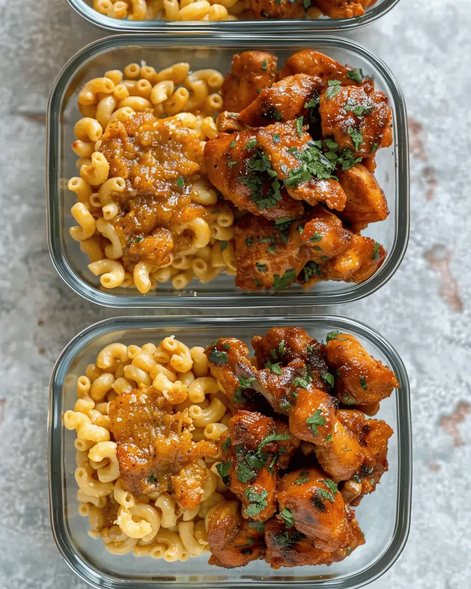 High Protein Honey Garlic Butter Chicken with Creamy Mac & Cheese