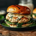 White Cheddar and Spinach Chicken Burgers
