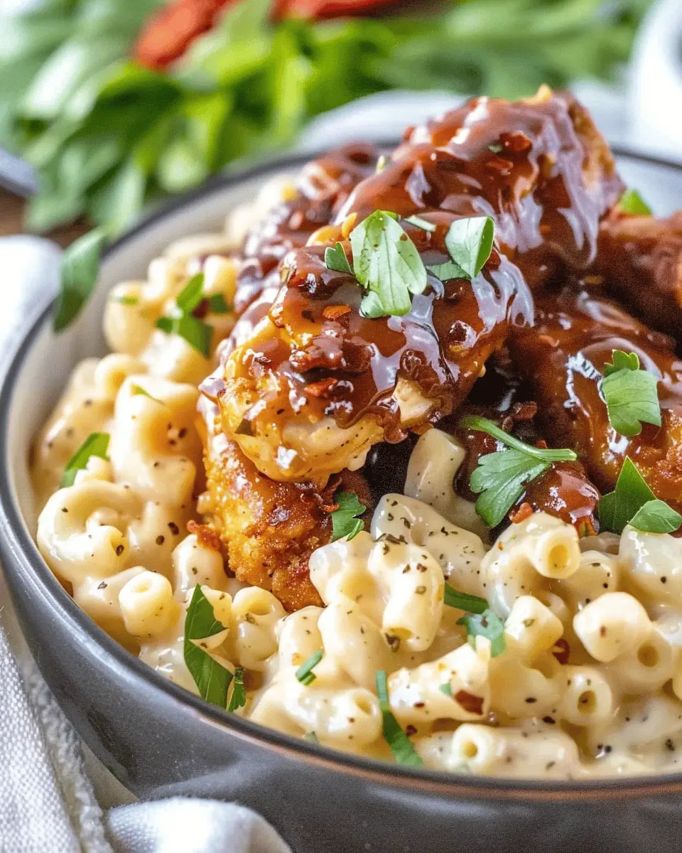 Copycat Applebee’s Honey Pepper Chicken Mac and Cheese Delight