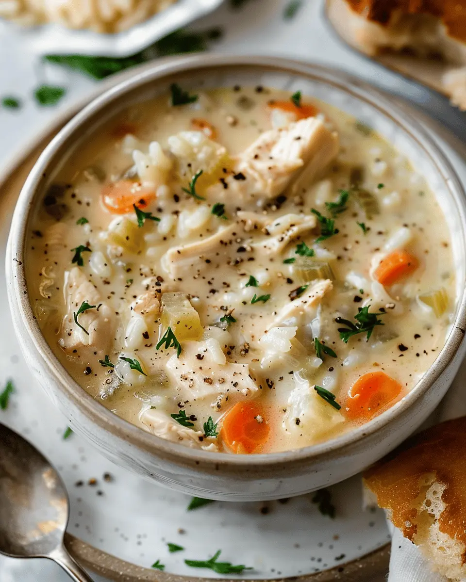 Easy Cheap Dinner Ideas: Indulgent Creamy Chicken and Rice Soup