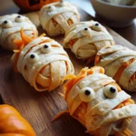 Easy Halloween food ideas : Creepy-Cute Mummy Veggie Wraps – Spooky, Healthy, and Perfect for Halloween Parties