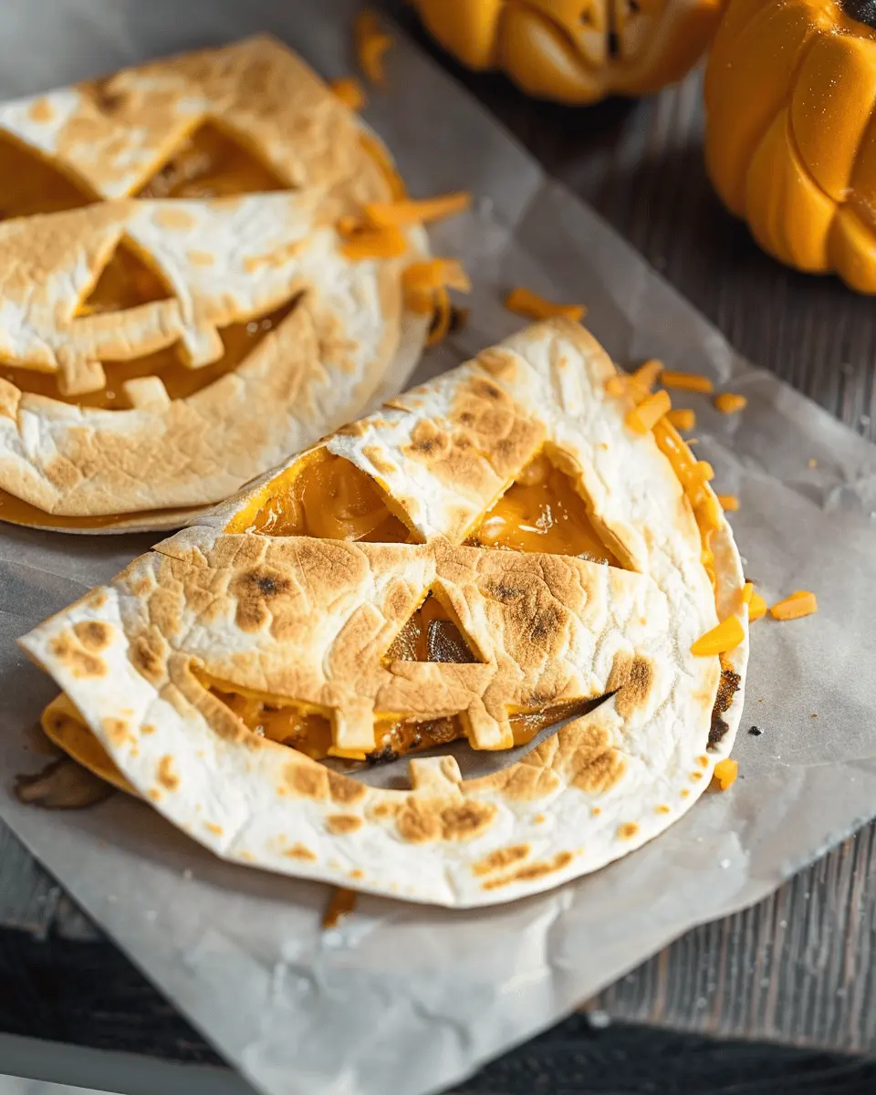 Easy Halloween food ideas: Fun Jack-o-lantern Cheese Quesadillas