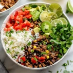 Easy Healthy dinner recipes : Ground Beef Burrito Bowl with Cilantro Lime Rice