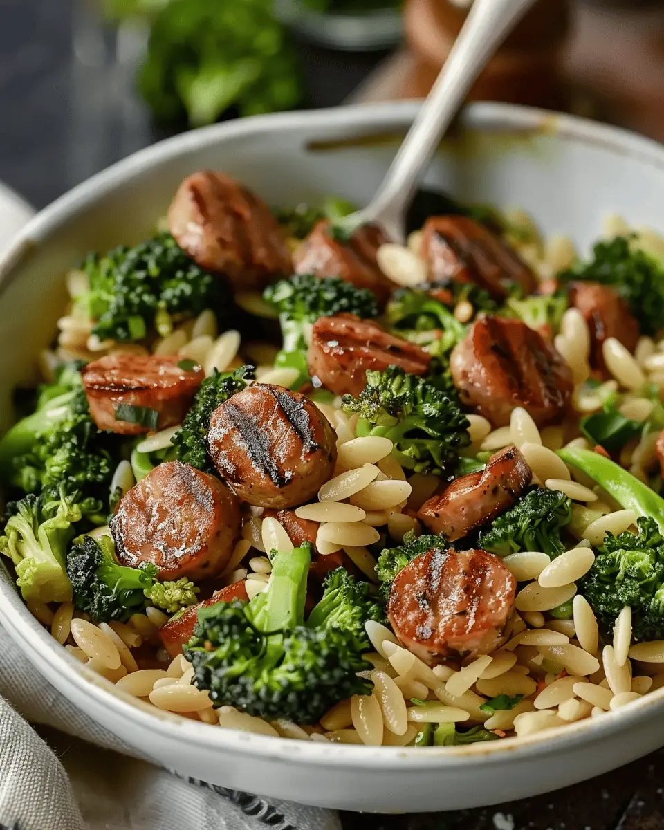 Easy Recipes Dinner: Delicious Chicken Sausage and Broccoli Orzo