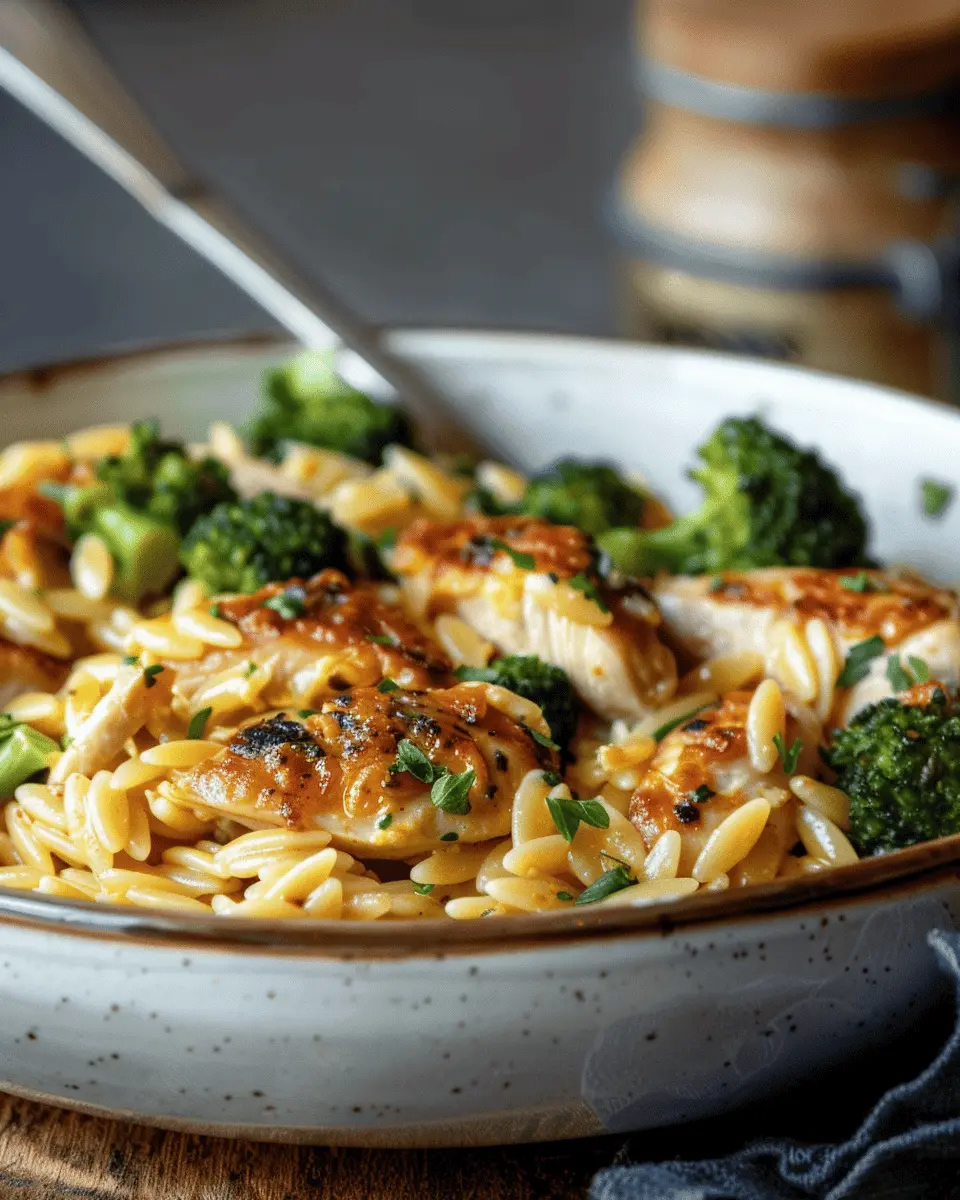 Easy Recipes Dinner: Step-by-Step Cheesy Chicken Broccoli Orzo