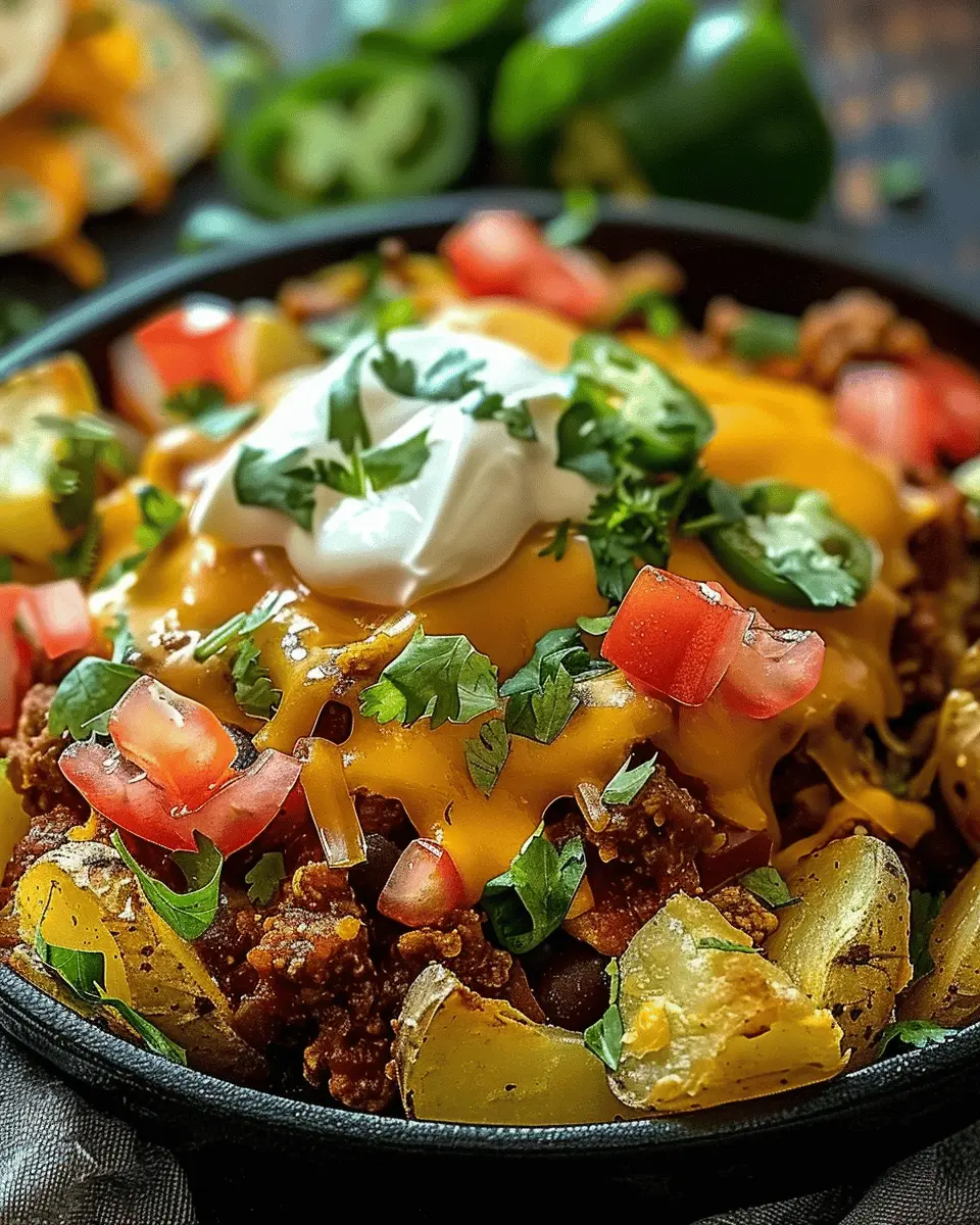 Easy Summer Meals Ideas: Indulgent Cheesy Taco Potatoes with Turkey Bacon