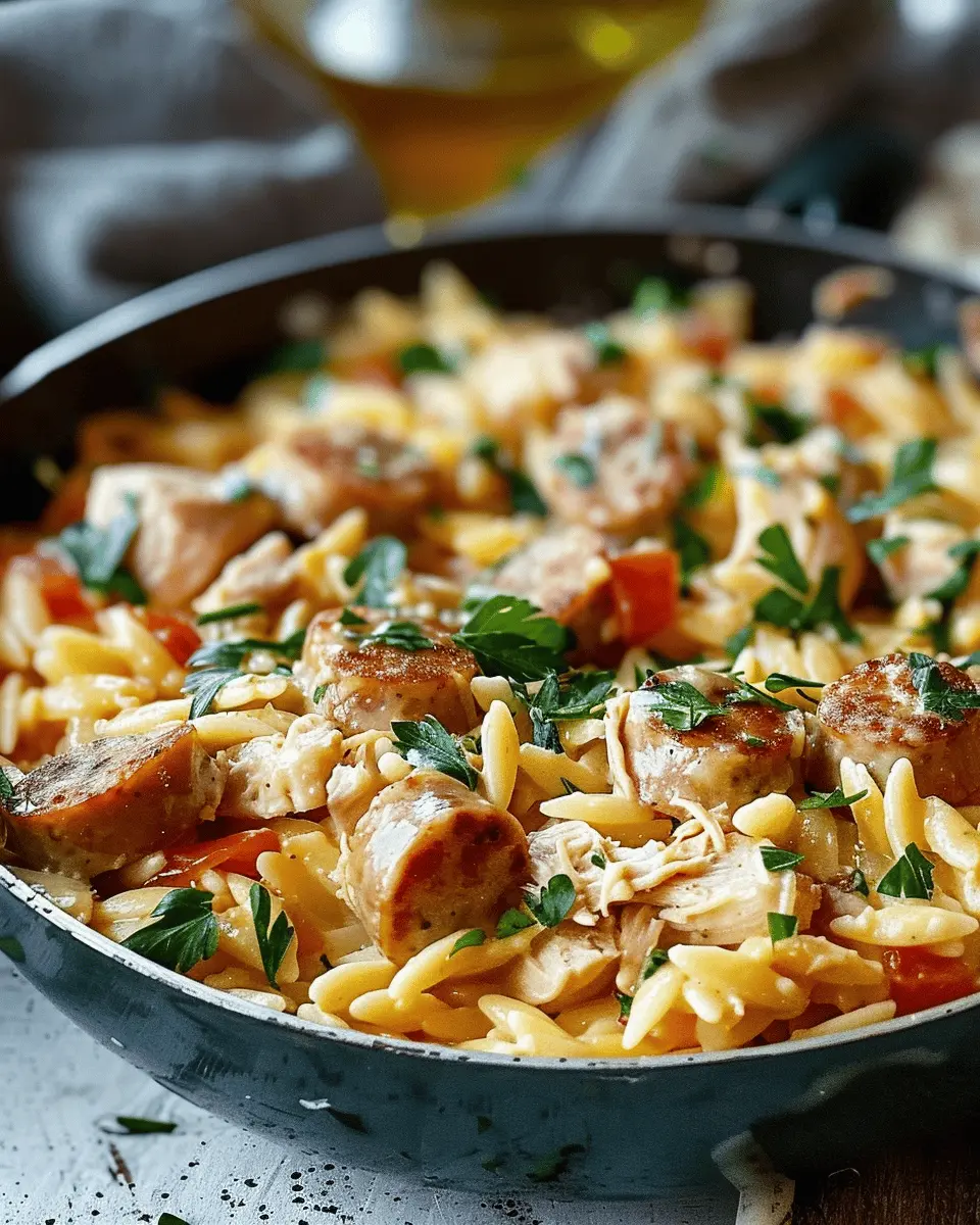 Easy Summer Meals Ideas: Indulgent Creamy Chicken Sausage Orzo