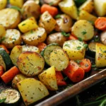 Easy side dishes Garlic Herb Roasted Potatoes Carrots and Zucchini