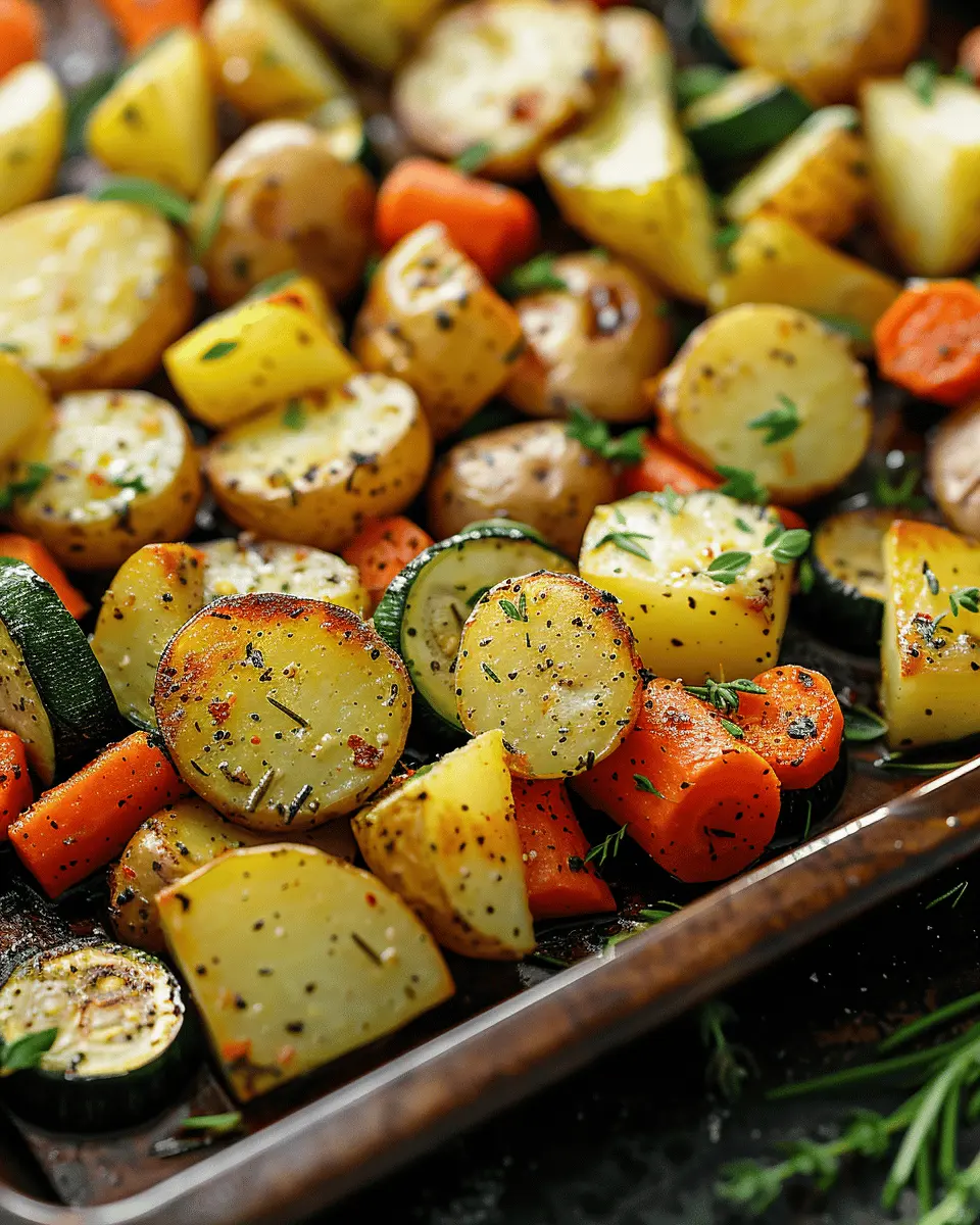 Easy Side Dishes: Flavorful Garlic Herb Roasted Potatoes, Carrots, and Zucchini