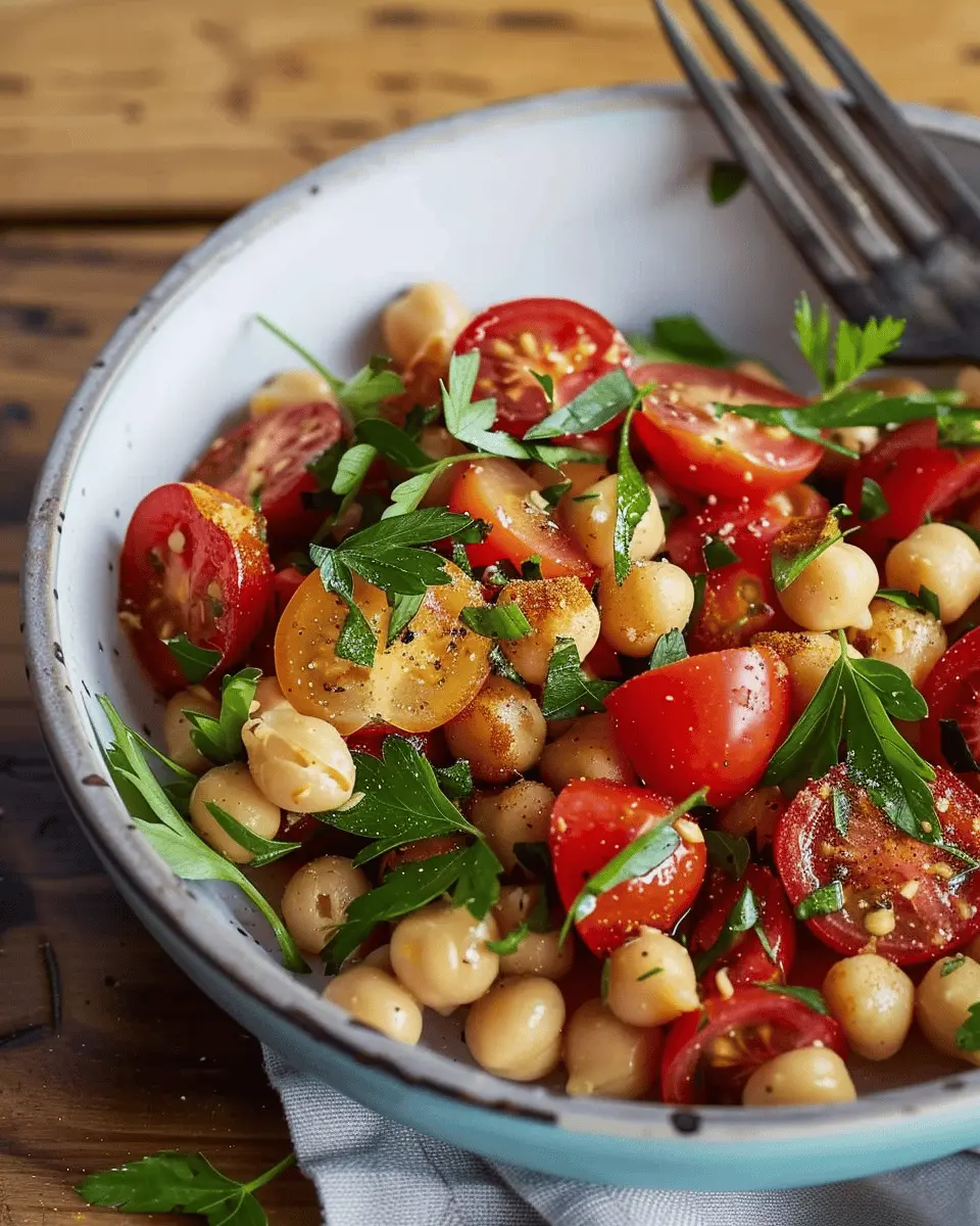 quick and easy healthy lunch box recipes: vibrant tomato chickpea salad