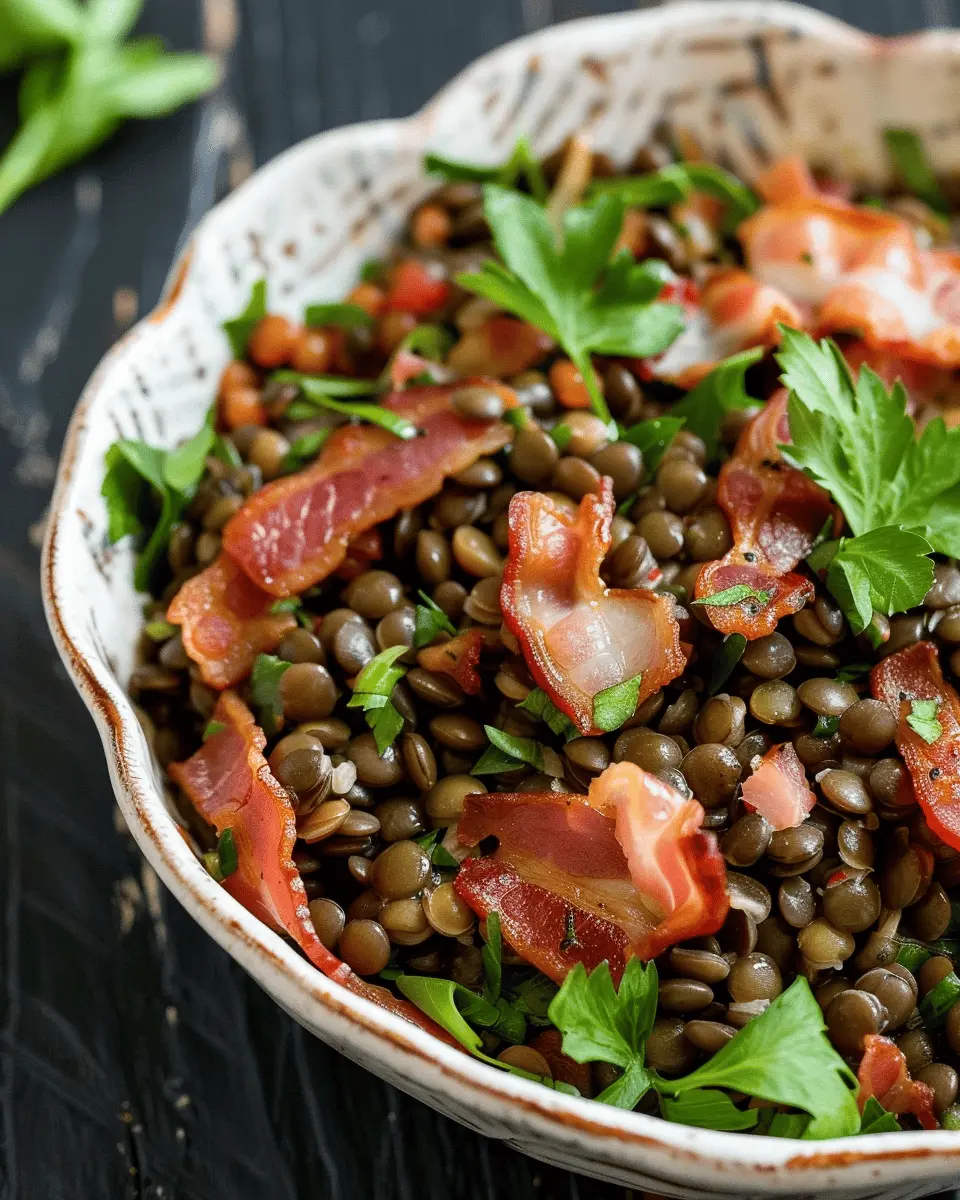 Quick and Easy Healthy Lunch Box Recipes: Warm French Lentil Salad with Turkey Bacon & Herbs