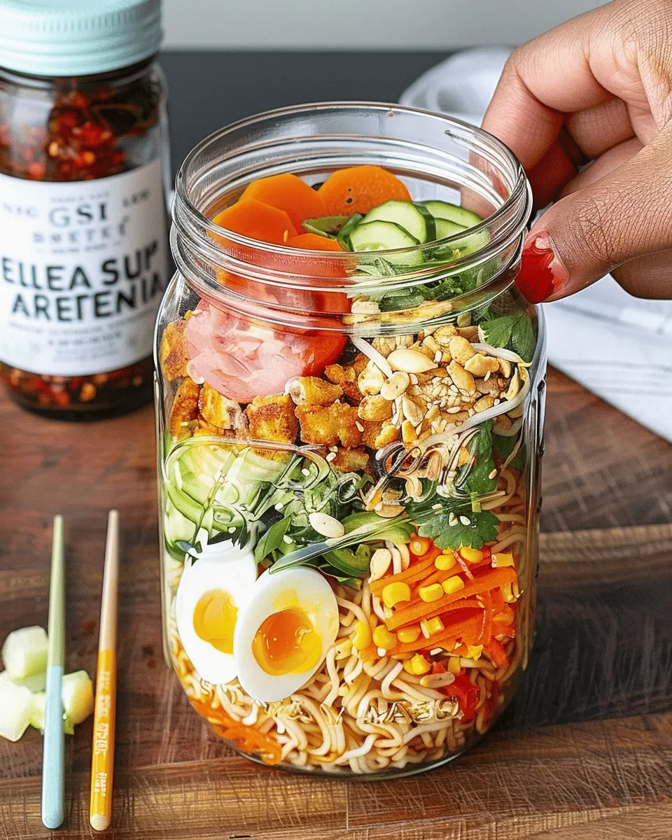 Delicious Salad Recipes Ideas: Easy Meal Prep Ramen Salad Jar