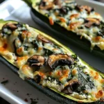 Low Carb Recipes : Spinach Mushroom and Ricotta Stuffed Zucchini Boats