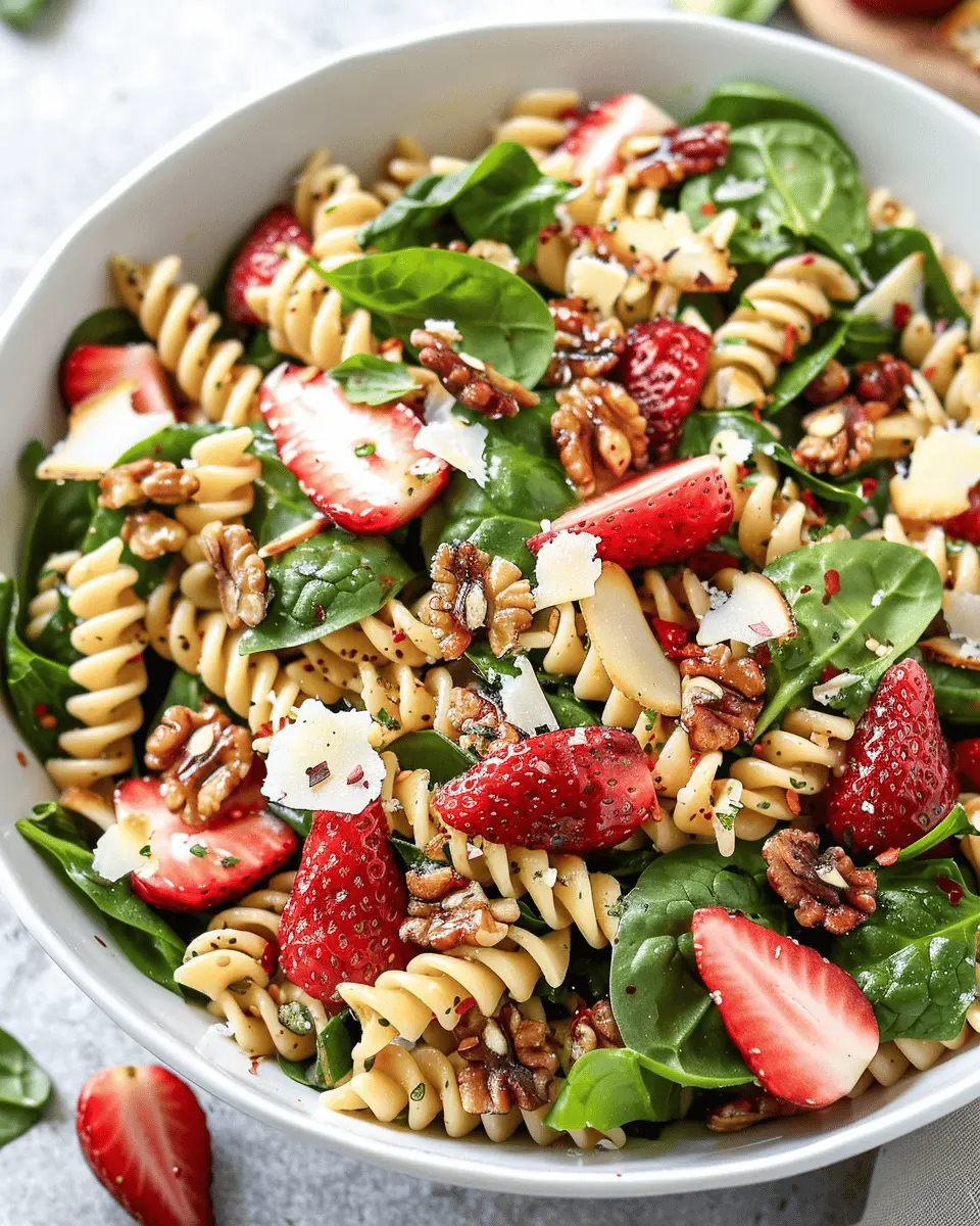 Delicious Salad Recipes Ideas: Easy Strawberry Spinach Pasta Salad