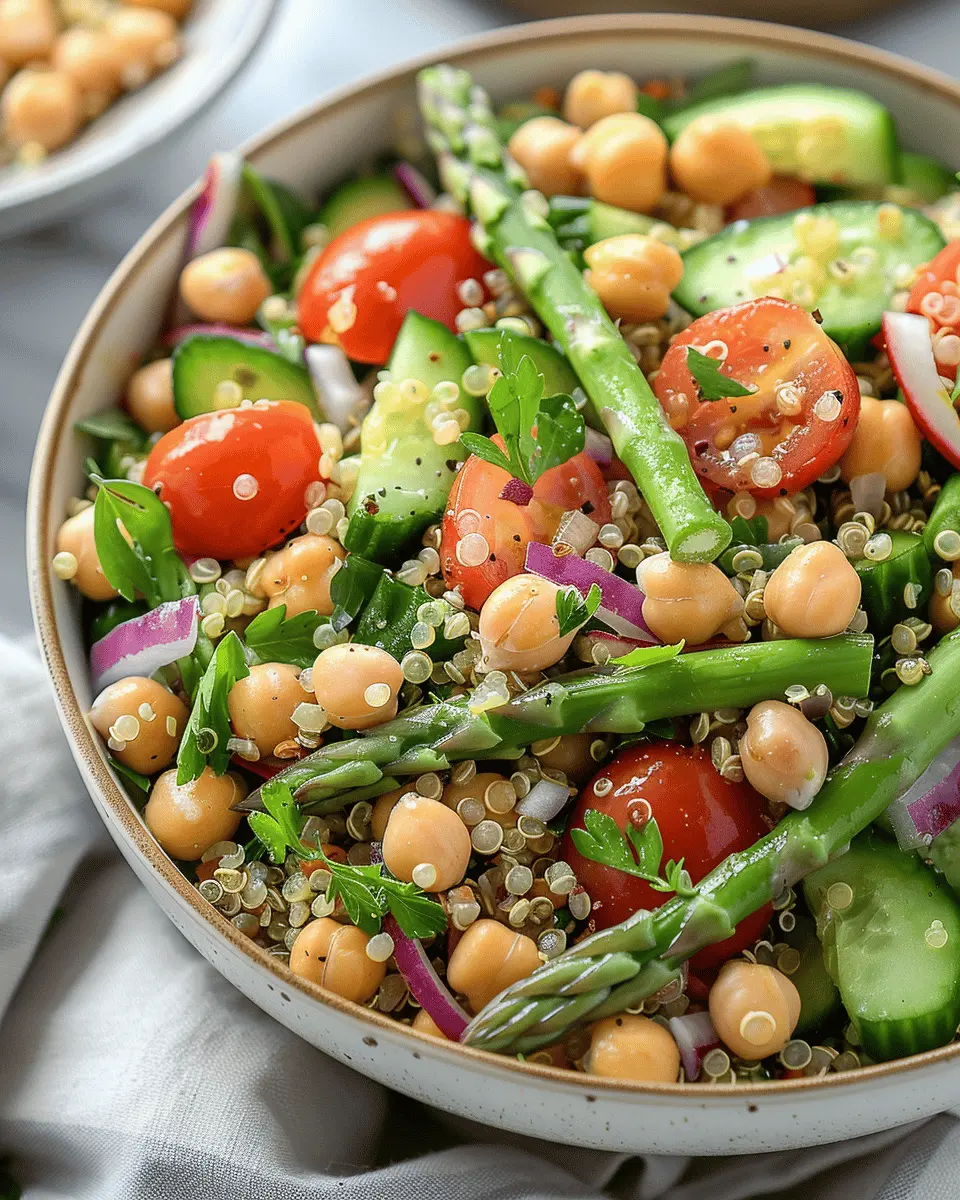 Delicious Salad Recipes Ideas: Easy Asparagus Chickpea Quinoa Salad