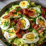 Delicious Salad Recipes Ideas : Avocado Egg Salad with Crispy Bacon