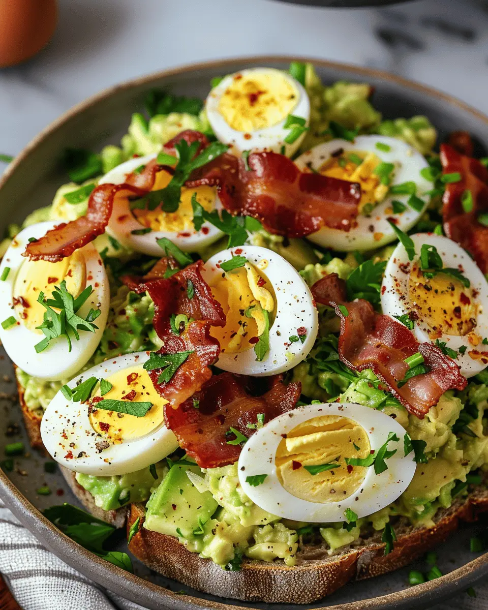 Delicious Salad Recipes Ideas: Avocado Egg Salad with Crispy Turkey Bacon