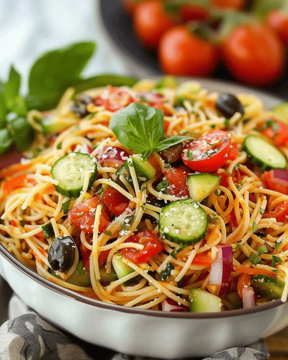 Delicious Salad Recipes Ideas: Easy Spaghetti Salad with Italian Dressing