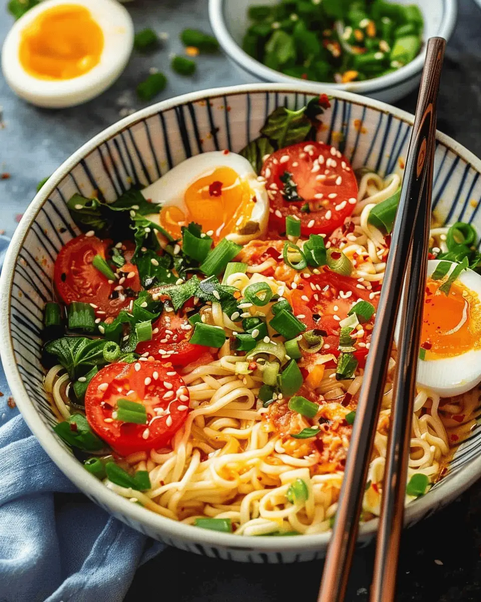 Delicious Salad Recipes Ideas: Easy Tomato Ramen with Turkey Bacon
