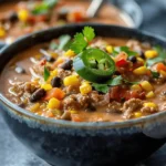 easy soup recipes : High Protein Creamy Taco Soup