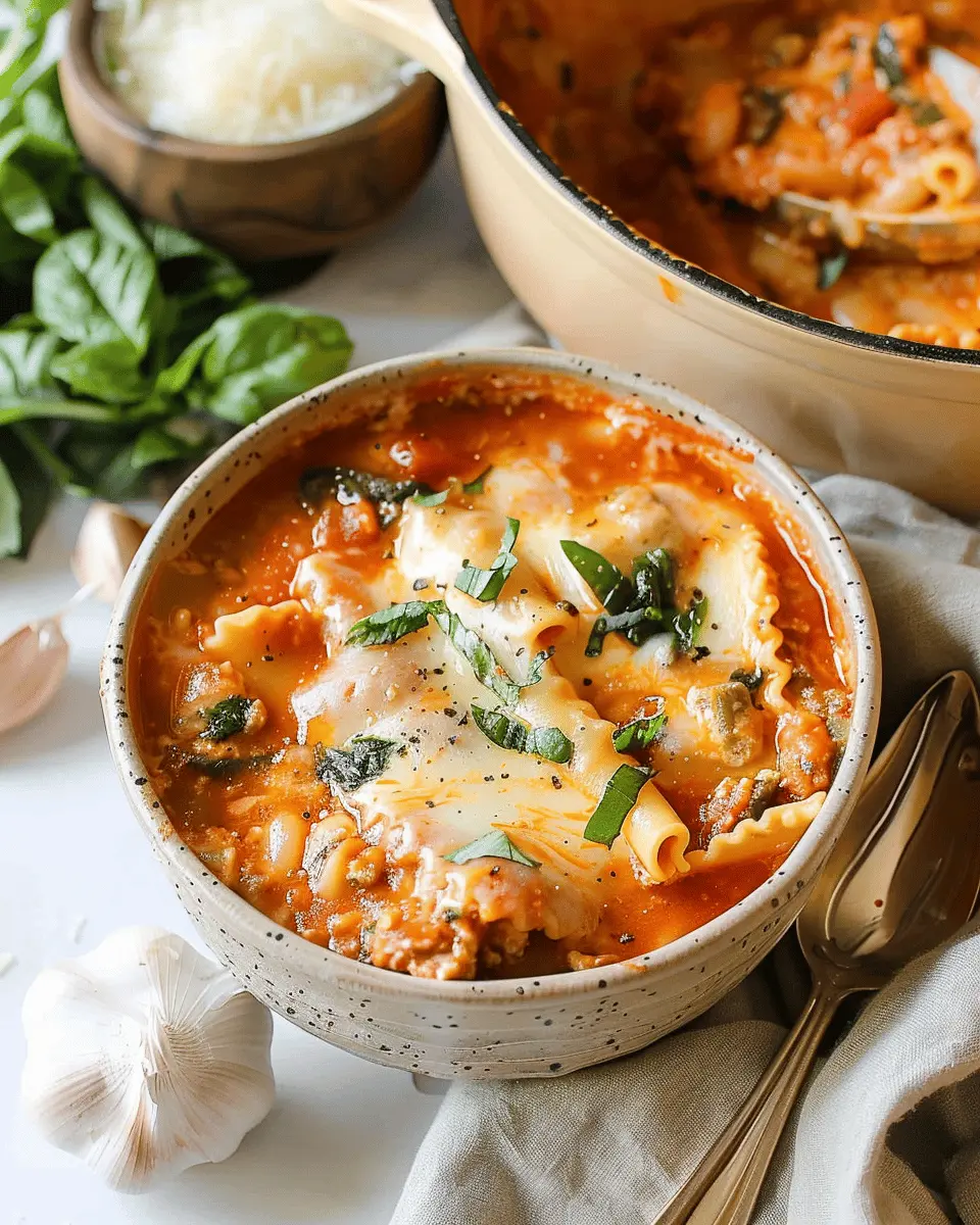Easy Soup Recipes: Indulgent Creamy Lasagna Soup with Turkey Bacon