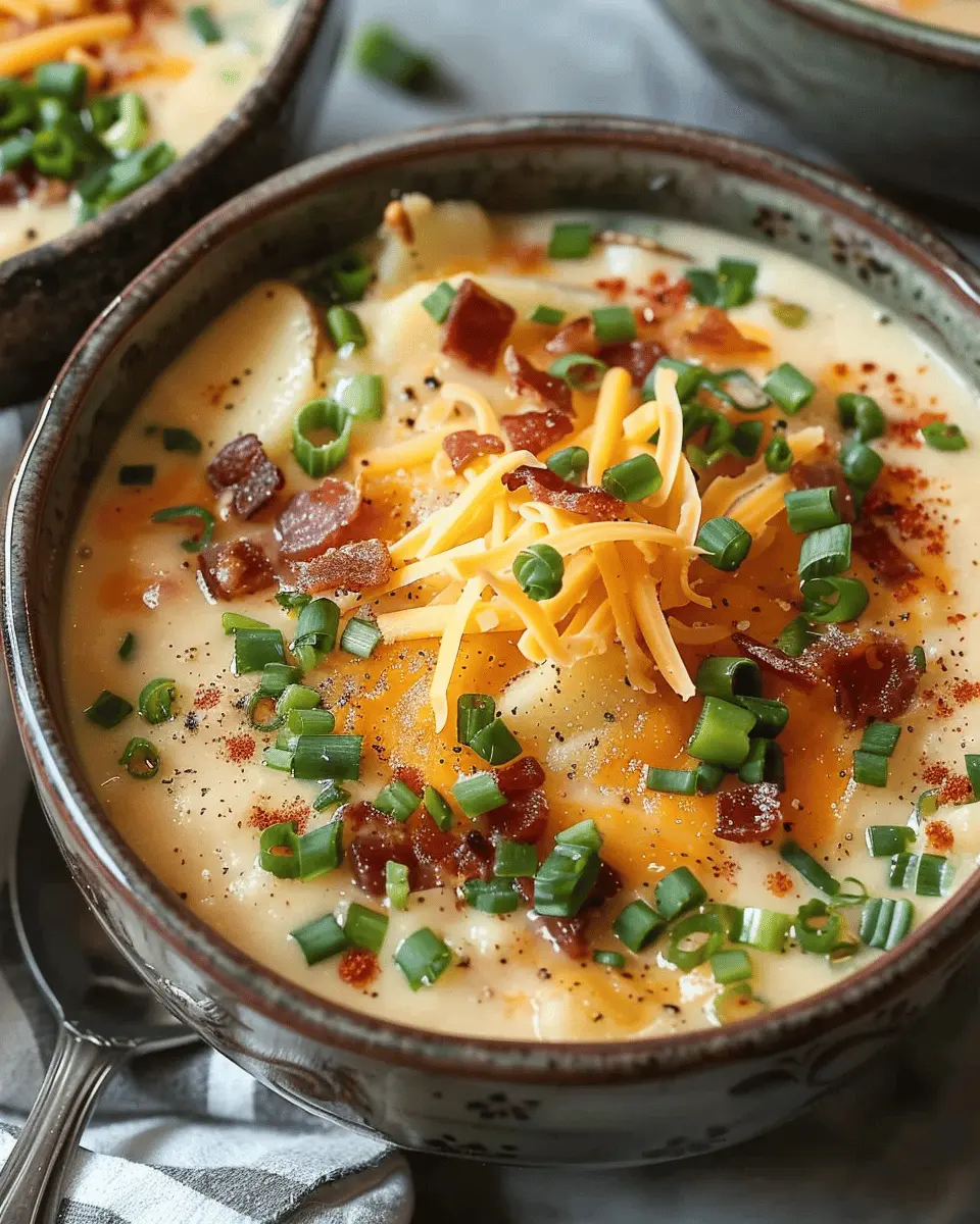 Easy Soup Recipes: Indulgent Loaded Baked Potato Soup with Turkey Bacon and Chicken Ham