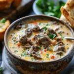 easy soup recipes : Philly Cheese Steak Soup Recipe: Comfort in a Bowl