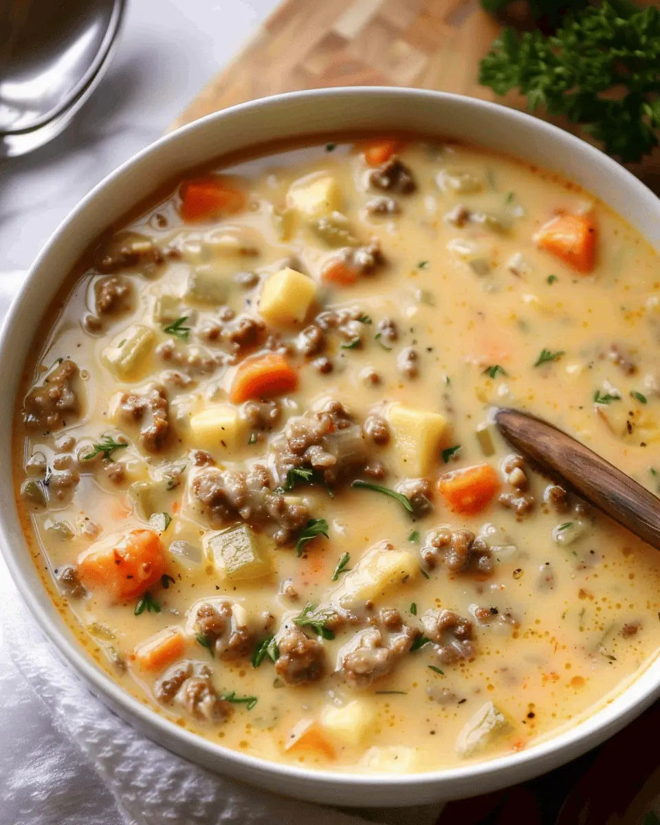 Easy Soup Recipes: Indulgent Cheeseburger Soup with Turkey Bacon
