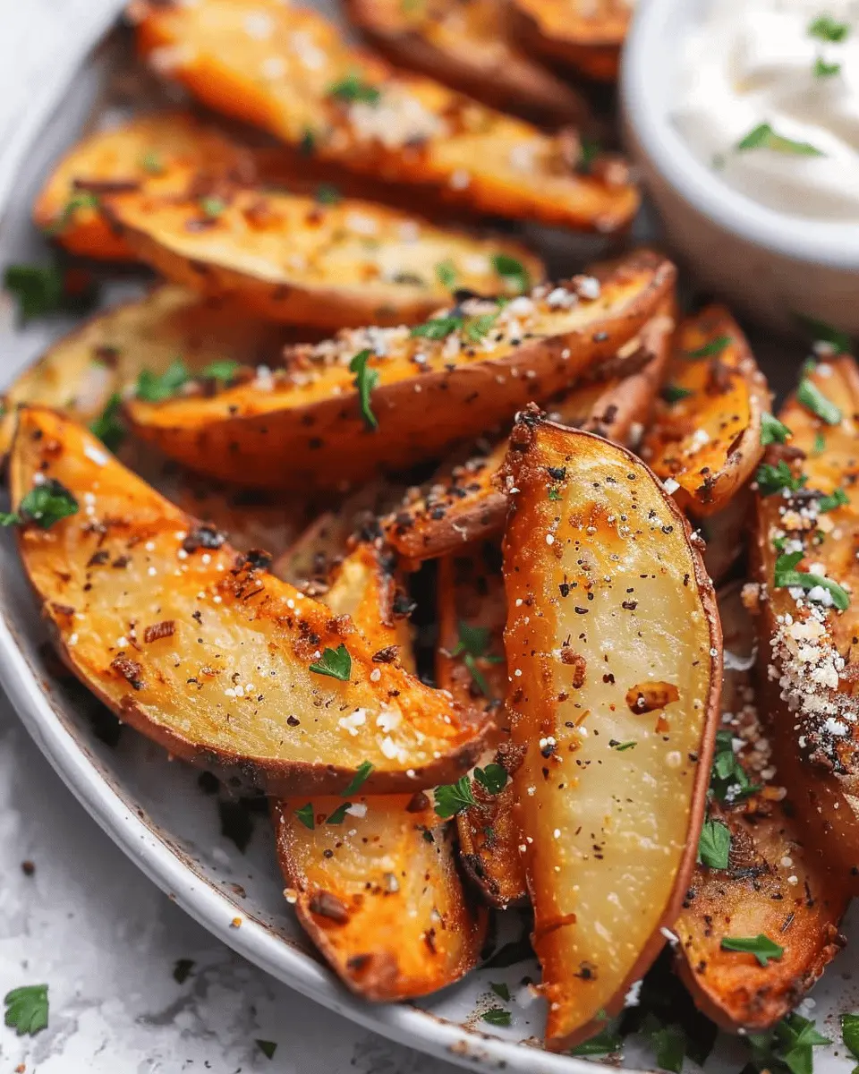 Sweet potato recipes: Easy Baked Garlic Parmesan Potato Wedges