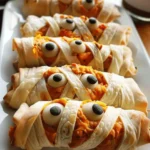 Easy Halloween food ideas : Creepy-Cute Mummy Veggie Wraps – Spooky, Healthy, and Perfect for Halloween Parties