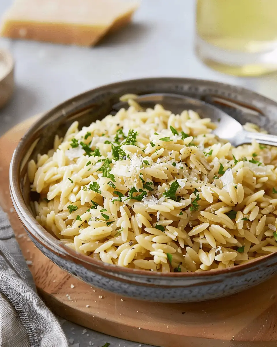 Easy Side Dishes: Indulgent Parmesan Garlic Orzo with Turkey Bacon