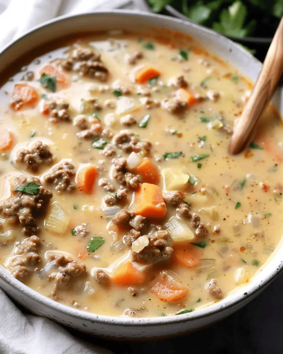 Easy Soup Recipes: Indulgent Cheeseburger Soup with Turkey Bacon