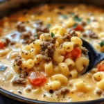 easy soup recipes : One-Pot Macaroni Cheeseburger Soup No Velveeta