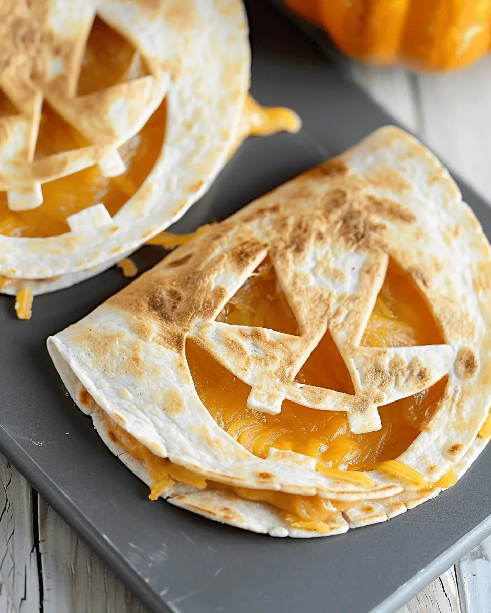 easy halloween food ideas: Fun Jack-o-lantern Cheese Quesadillas
