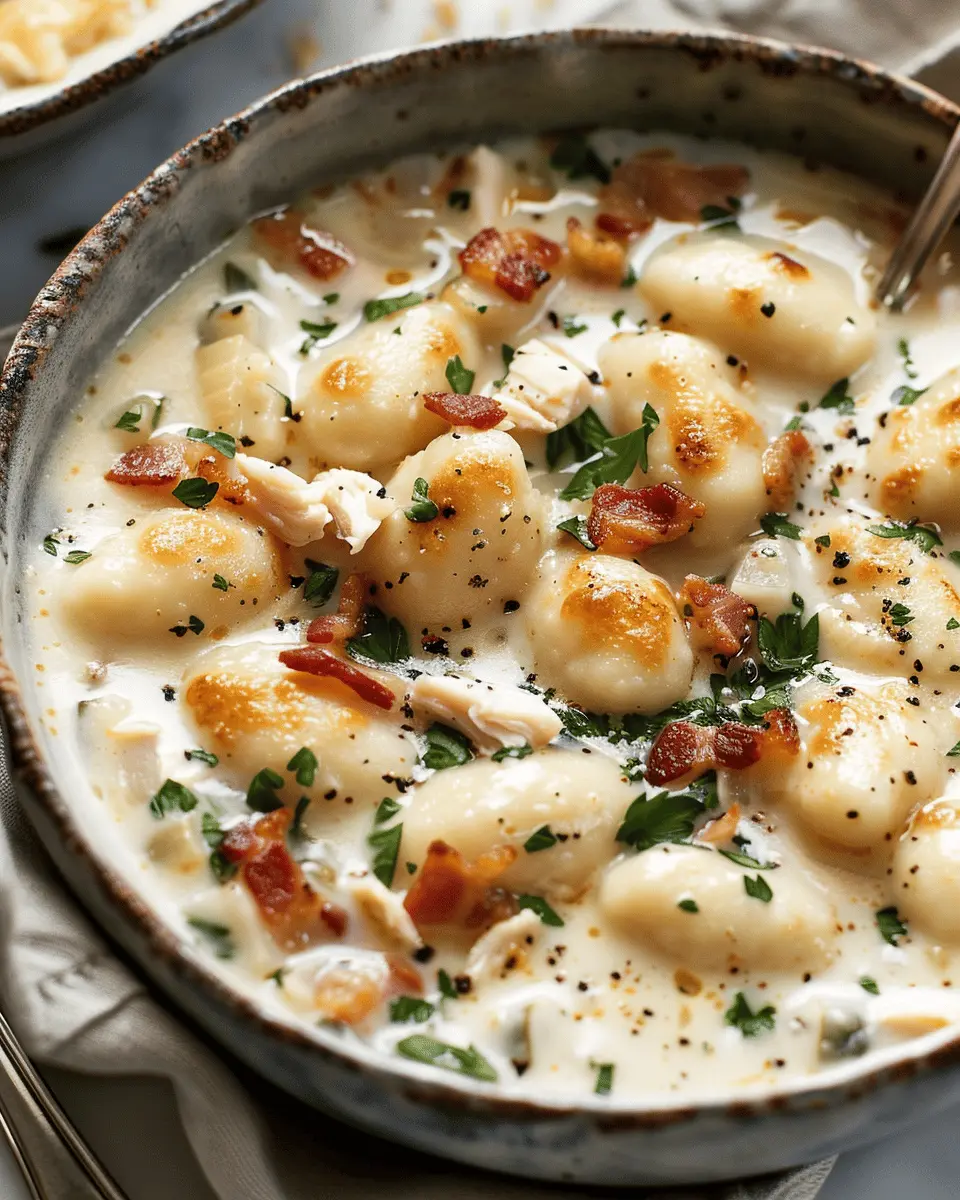 Easy Soup Recipes: Indulgent Creamy Chicken and Turkey Bacon Gnocchi Soup