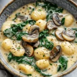 easy soup recipes : Creamy Spinach and Mushroom Gnocchi Soup