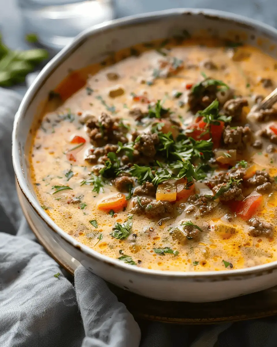 Easy Soup Recipes: Indulgent Cheeseburger Soup with Turkey Bacon