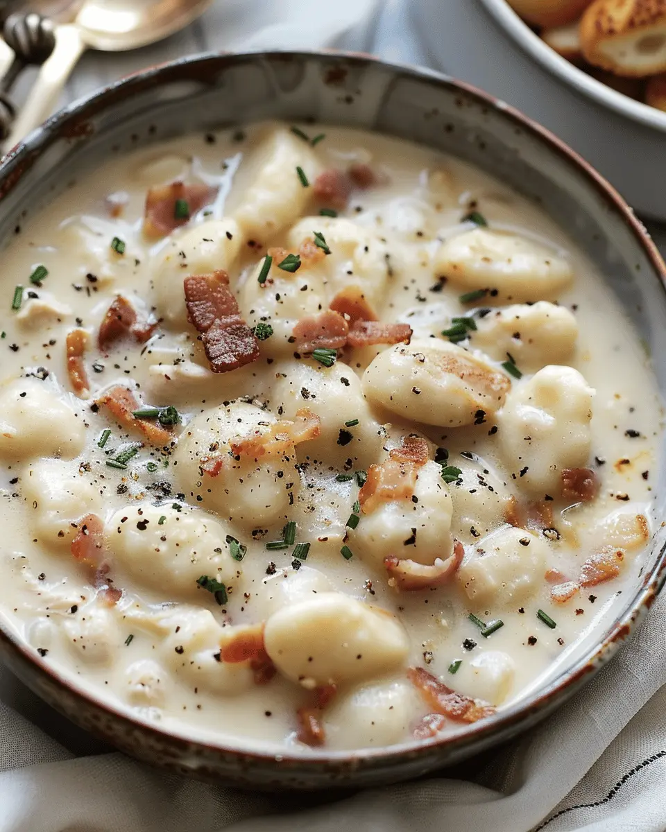 Easy Soup Recipes: Creamy Chicken and Turkey Bacon Gnocchi Delight