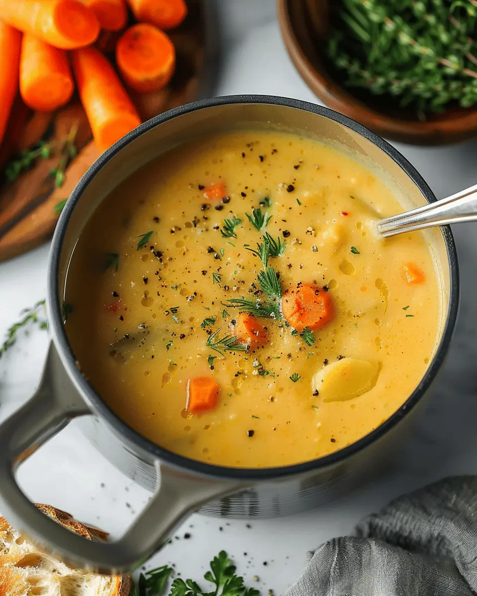 Easy Soup Recipes: Comforting Carrot Potato Soup with Turkey Bacon