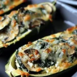 Low Carb Recipes : Spinach Mushroom and Ricotta Stuffed Zucchini Boats